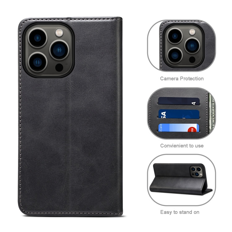 For iPhone 13 Pro Calf Texture Horizontal Flip Leather Case with Holder & Card Slots & Wallet