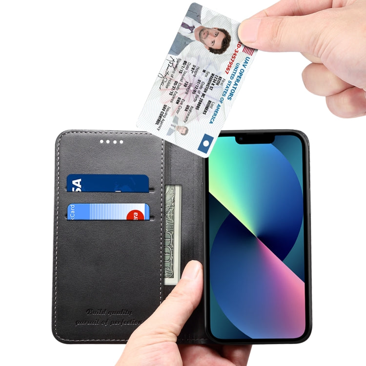 For iPhone 13 Calf Texture Horizontal Flip Leather Case with Holder & Card Slots & Wallet