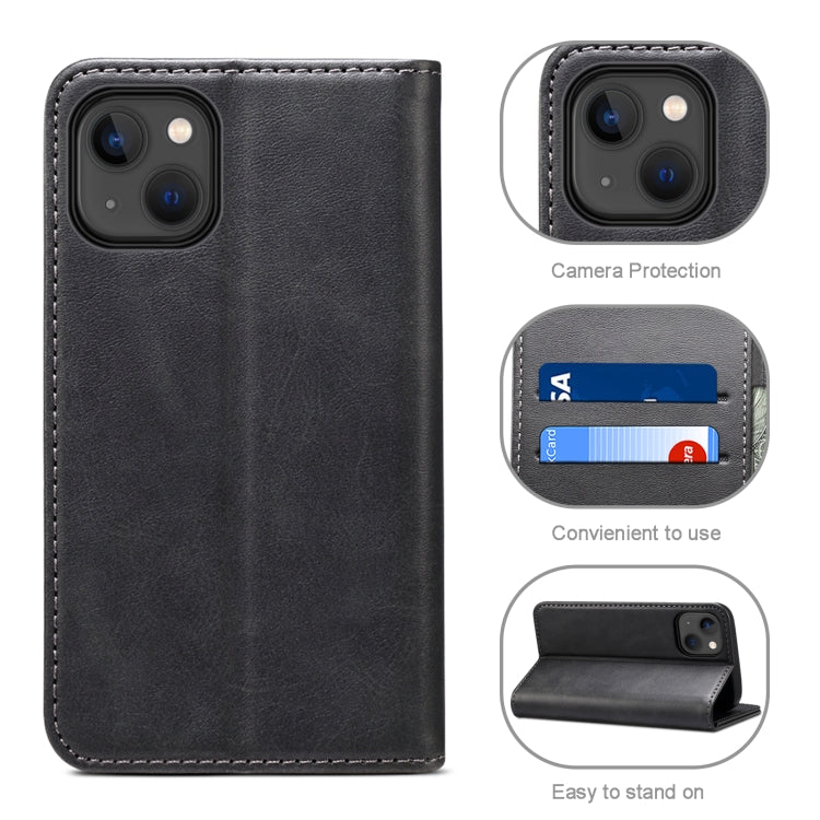 For iPhone 13 Calf Texture Horizontal Flip Leather Case with Holder & Card Slots & Wallet