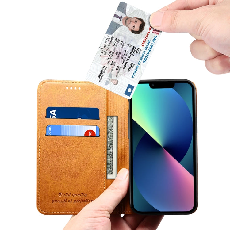 For iPhone 13 Calf Texture Horizontal Flip Leather Case with Holder & Card Slots & Wallet