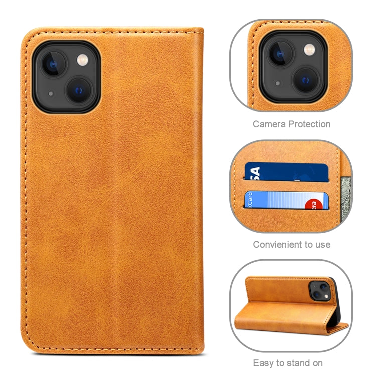 For iPhone 13 Calf Texture Horizontal Flip Leather Case with Holder & Card Slots & Wallet