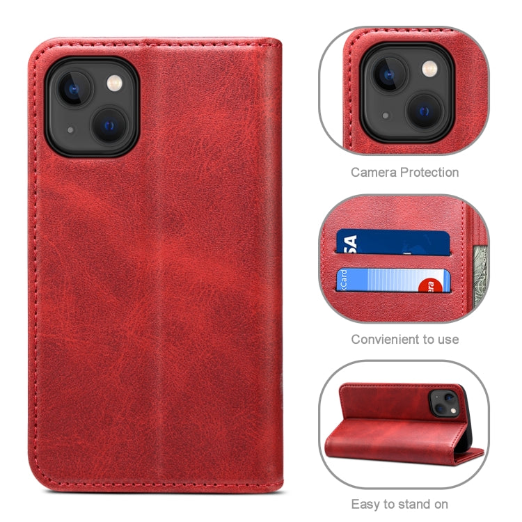 For iPhone 13 Calf Texture Horizontal Flip Leather Case with Holder & Card Slots & Wallet
