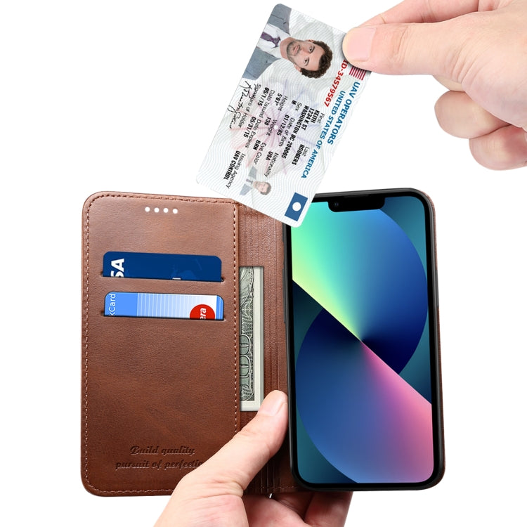 For iPhone 13 Calf Texture Horizontal Flip Leather Case with Holder & Card Slots & Wallet