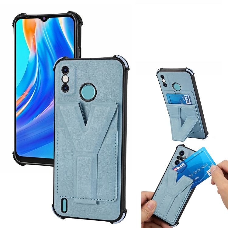 For Tecno Spark Go 2020 Y Style Multifunction Card Stand Back Cover PU + TPU + PC Magnetic Shockproof Case