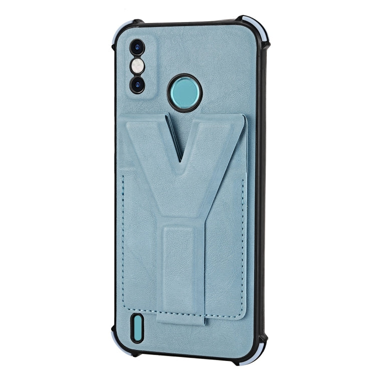 For Tecno Spark Go 2020 Y Style Multifunction Card Stand Back Cover PU + TPU + PC Magnetic Shockproof Case