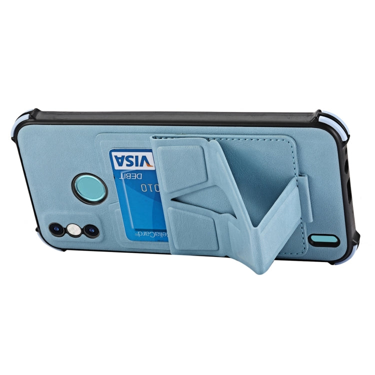 For Tecno Spark Go 2020 Y Style Multifunction Card Stand Back Cover PU + TPU + PC Magnetic Shockproof Case