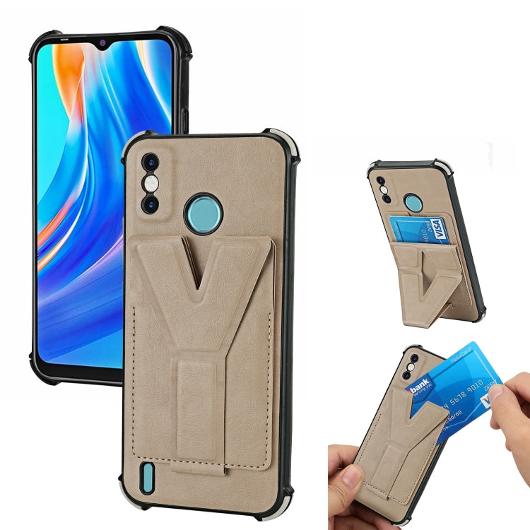 For Tecno Spark Go 2020 Y Style Multifunction Card Stand Back Cover PU + TPU + PC Magnetic Shockproof Case