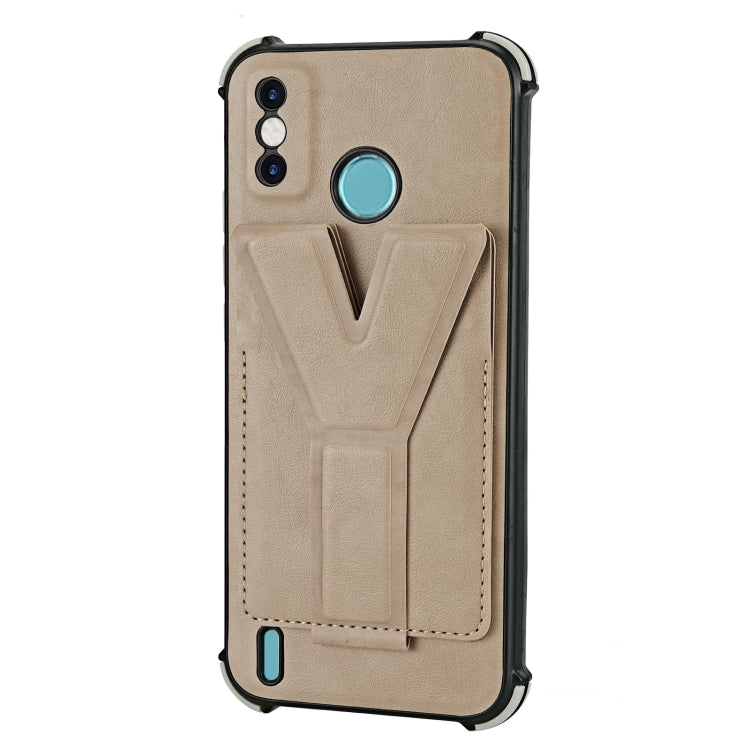 For Tecno Spark Go 2020 Y Style Multifunction Card Stand Back Cover PU + TPU + PC Magnetic Shockproof Case