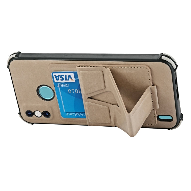 For Tecno Spark Go 2020 Y Style Multifunction Card Stand Back Cover PU + TPU + PC Magnetic Shockproof Case