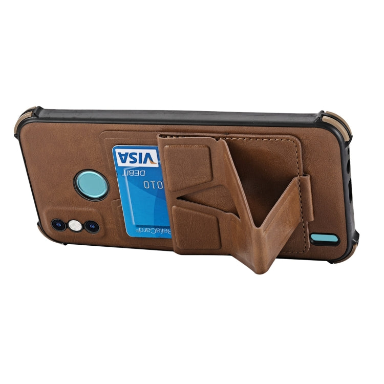 For Tecno Spark Go 2020 Y Style Multifunction Card Stand Back Cover PU + TPU + PC Magnetic Shockproof Case
