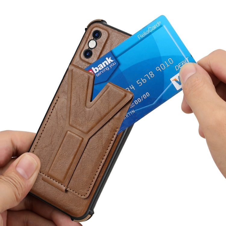 For Tecno Spark Go 2020 Y Style Multifunction Card Stand Back Cover PU + TPU + PC Magnetic Shockproof Case