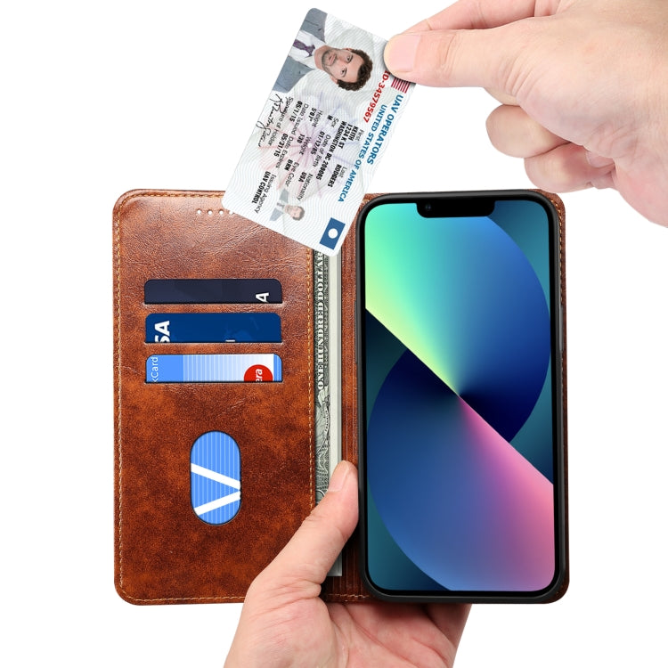 For iPhone 13 mini Baroque Simple Horizontal Flip Leather Case with Holder & Card Slots & Wallet