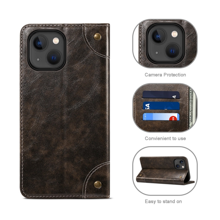 For iPhone 13 Baroque Simple Horizontal Flip Leather Case with Holder & Card Slots & Wallet