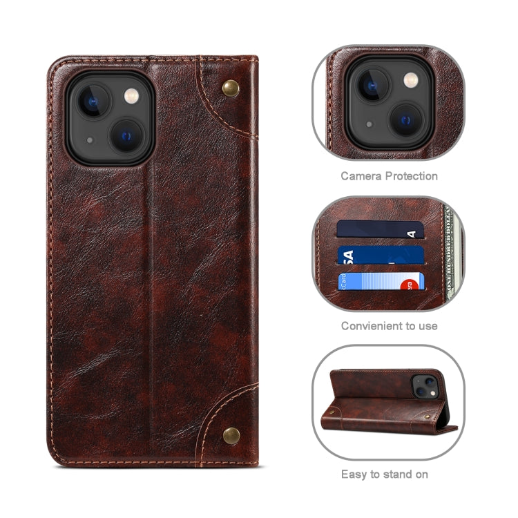 For iPhone 13 Baroque Simple Horizontal Flip Leather Case with Holder & Card Slots & Wallet
