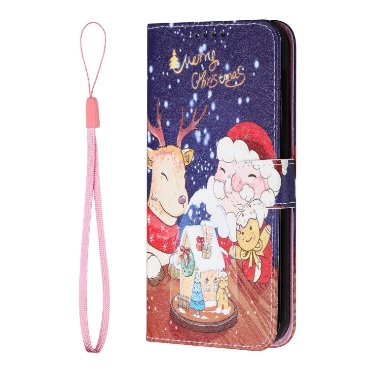 For iPhone 13 mini Silk Texture Christmas Painted Pattern Horizontal Flip Leather Case with Holder & Card Slots & Wallet & Photo Frame