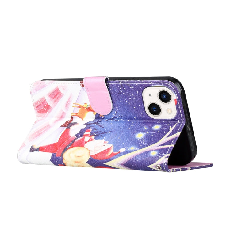 For iPhone 13 mini Silk Texture Christmas Painted Pattern Horizontal Flip Leather Case with Holder & Card Slots & Wallet & Photo Frame