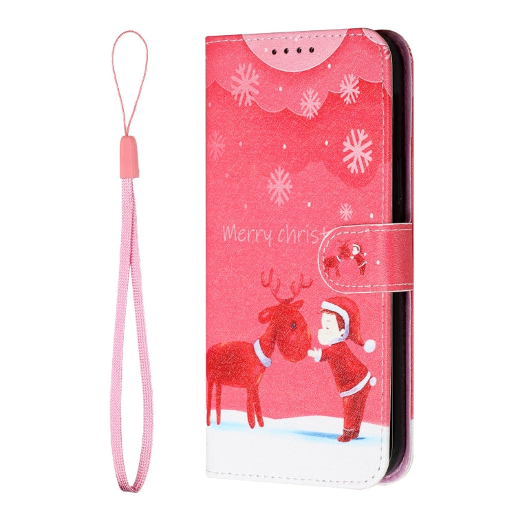 For iPhone 13 mini Silk Texture Christmas Painted Pattern Horizontal Flip Leather Case with Holder & Card Slots & Wallet & Photo Frame