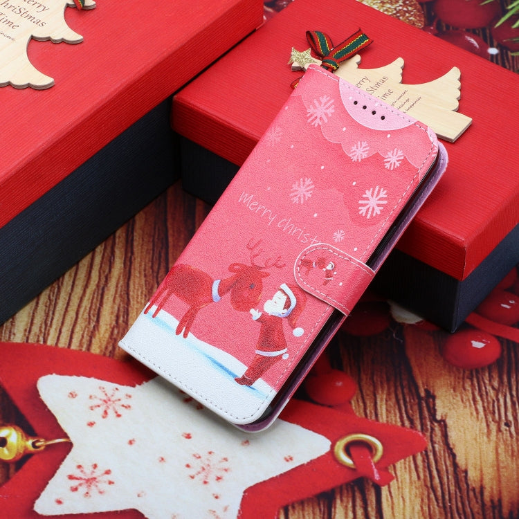 For iPhone 13 mini Silk Texture Christmas Painted Pattern Horizontal Flip Leather Case with Holder & Card Slots & Wallet & Photo Frame