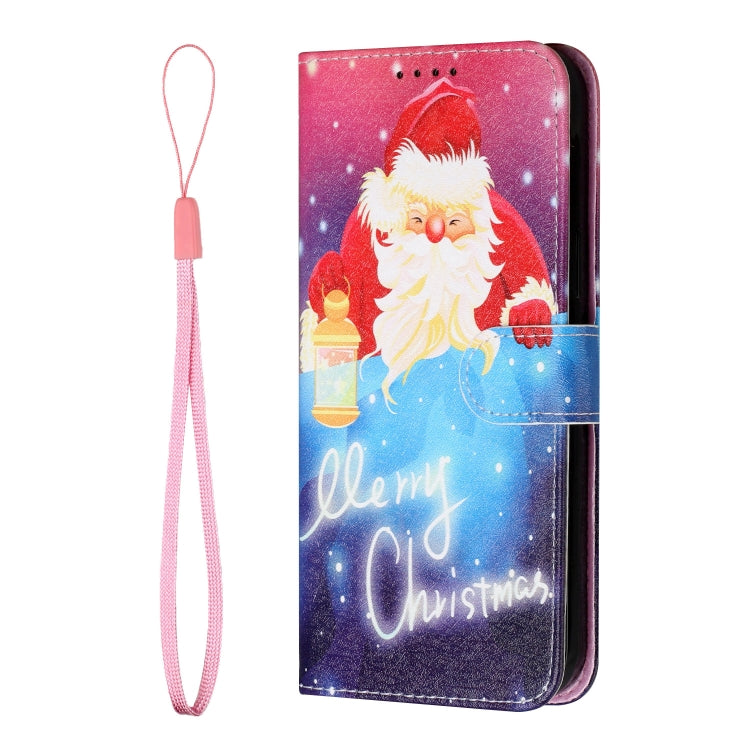 For iPhone 13 mini Silk Texture Christmas Painted Pattern Horizontal Flip Leather Case with Holder & Card Slots & Wallet & Photo Frame