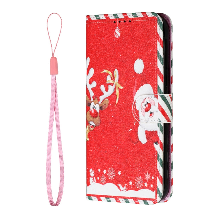 For iPhone 13 Silk Texture Christmas Painted Pattern Horizontal Flip Leather Case with Holder & Card Slots & Wallet & Photo Frame