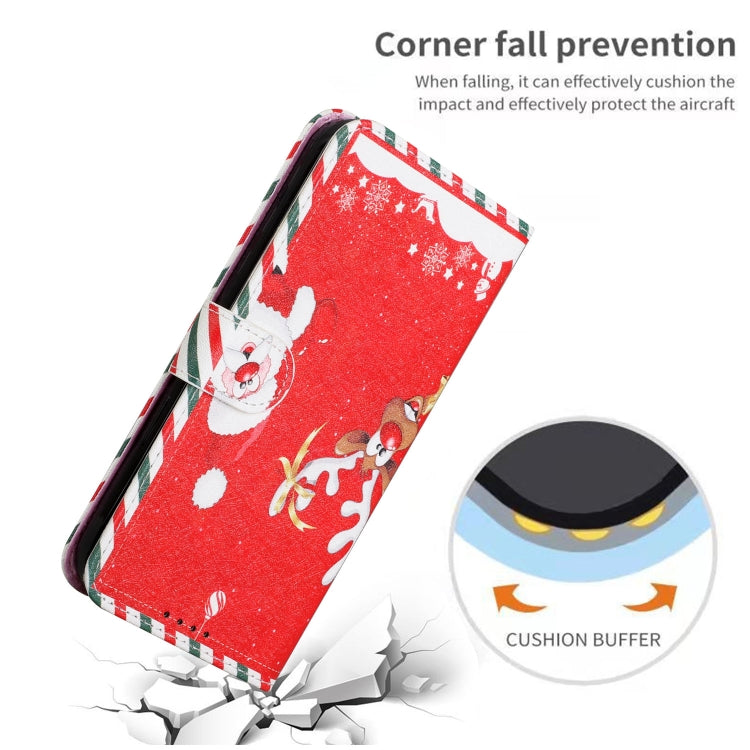 For iPhone 13 Silk Texture Christmas Painted Pattern Horizontal Flip Leather Case with Holder & Card Slots & Wallet & Photo Frame