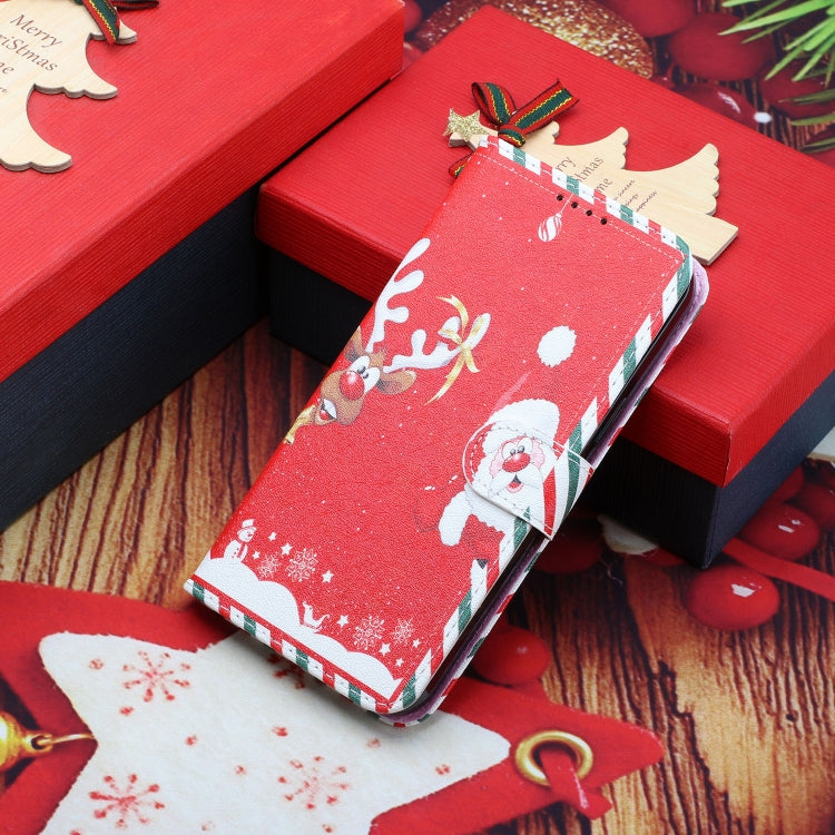 For iPhone 13 Silk Texture Christmas Painted Pattern Horizontal Flip Leather Case with Holder & Card Slots & Wallet & Photo Frame