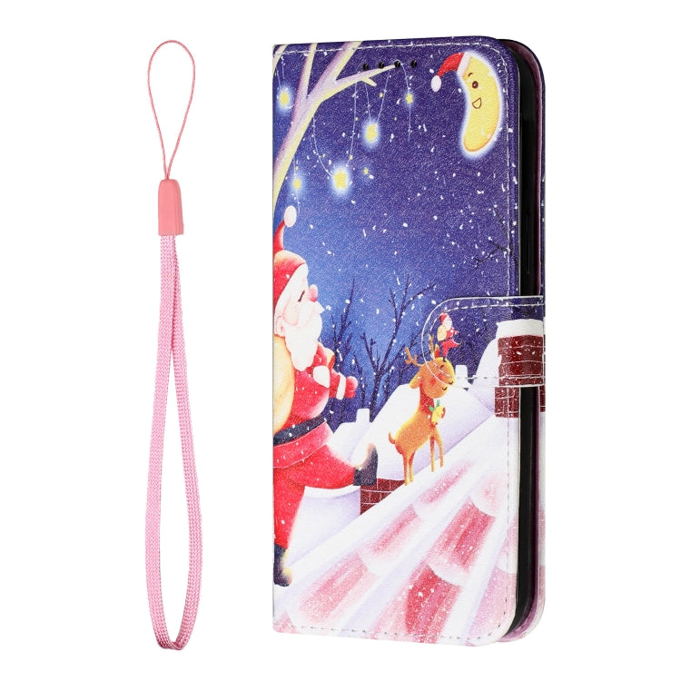 For iPhone 13 Silk Texture Christmas Painted Pattern Horizontal Flip Leather Case with Holder & Card Slots & Wallet & Photo Frame