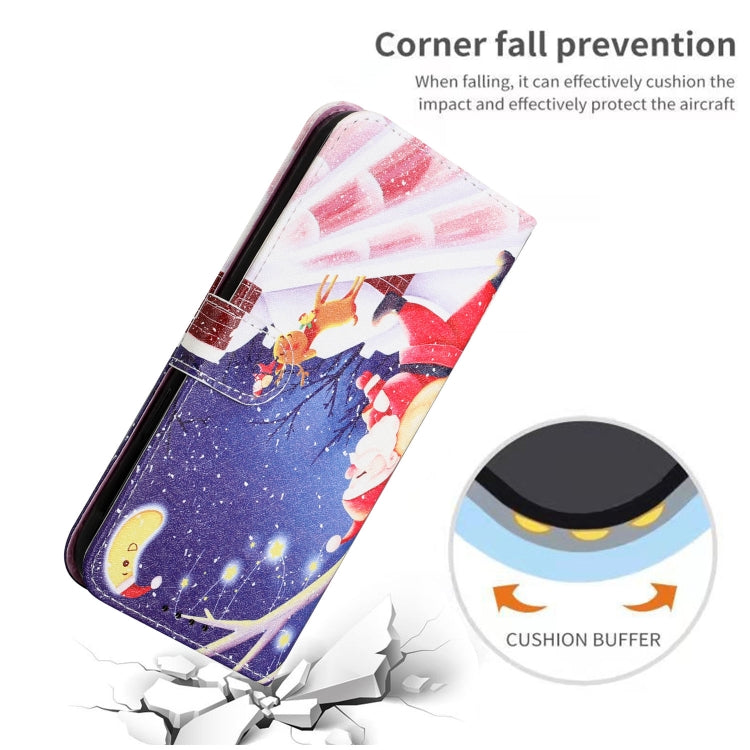 For iPhone 13 Silk Texture Christmas Painted Pattern Horizontal Flip Leather Case with Holder & Card Slots & Wallet & Photo Frame