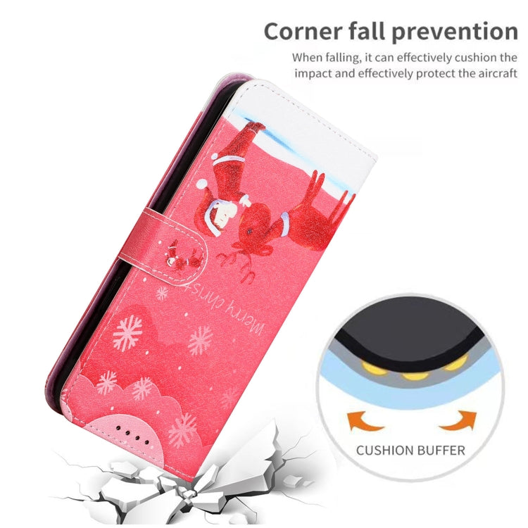 For iPhone 13 Silk Texture Christmas Painted Pattern Horizontal Flip Leather Case with Holder & Card Slots & Wallet & Photo Frame