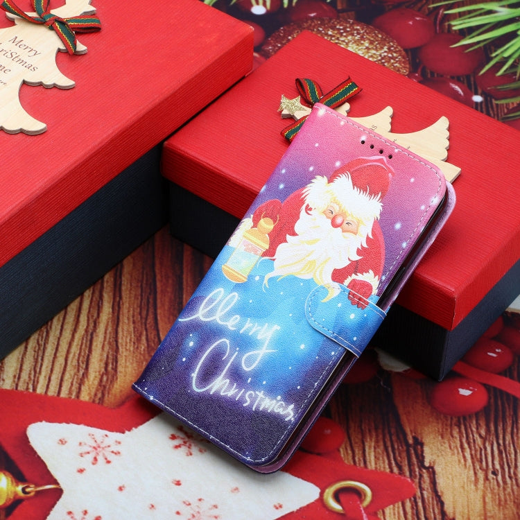 For iPhone 13 Silk Texture Christmas Painted Pattern Horizontal Flip Leather Case with Holder & Card Slots & Wallet & Photo Frame