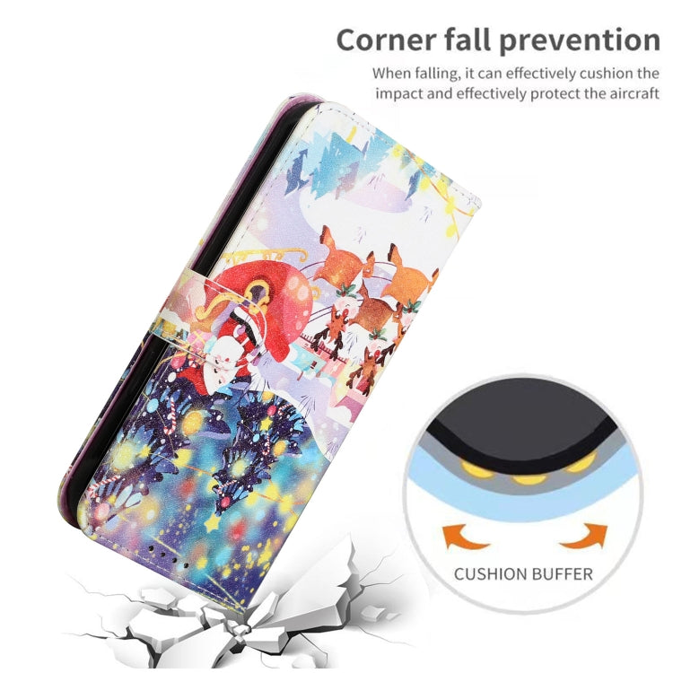 For iPhone 13 Silk Texture Christmas Painted Pattern Horizontal Flip Leather Case with Holder & Card Slots & Wallet & Photo Frame