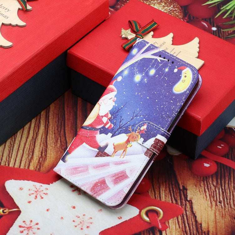 For iPhone 13 Pro Silk Texture Christmas Painted Pattern Horizontal Flip Leather Case with Holder & Card Slots & Wallet & Photo Frame