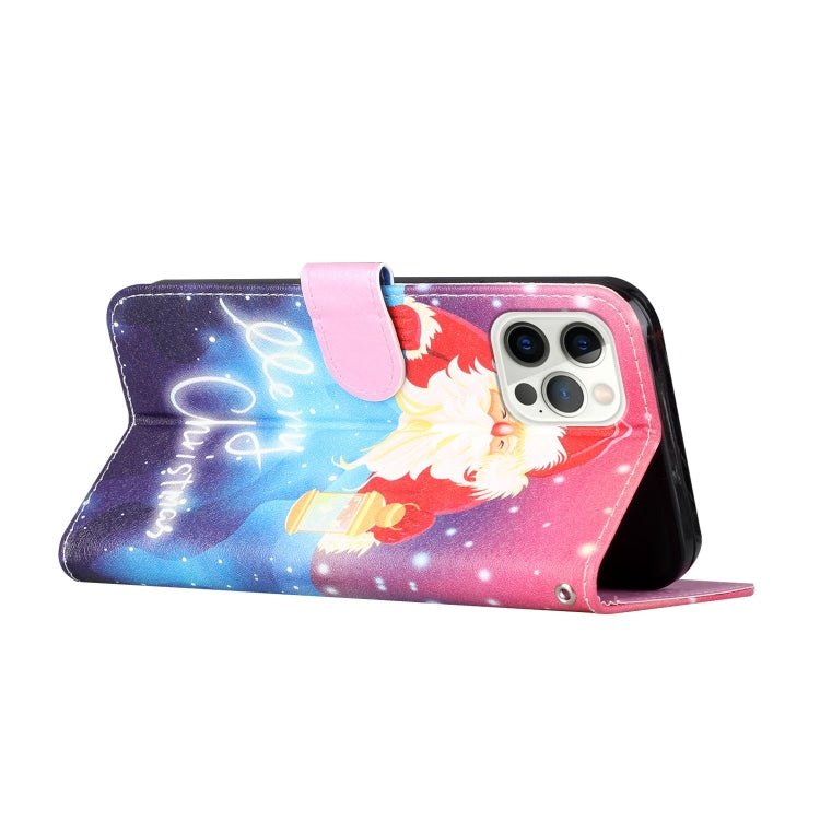 For iPhone 13 Pro Silk Texture Christmas Painted Pattern Horizontal Flip Leather Case with Holder & Card Slots & Wallet & Photo Frame