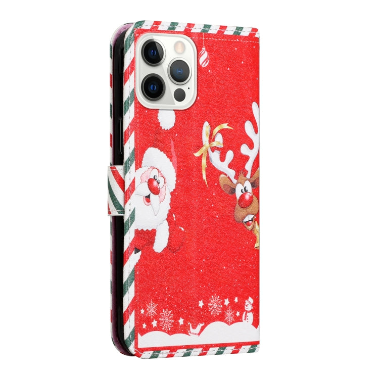 For iPhone 13 Pro Max Silk Texture Christmas Painted Pattern Horizontal Flip Leather Case with Holder & Card Slots & Wallet & Photo Frame