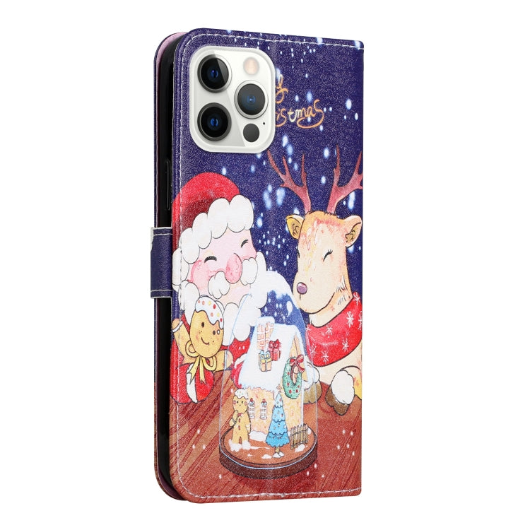 For iPhone 13 Pro Max Silk Texture Christmas Painted Pattern Horizontal Flip Leather Case with Holder & Card Slots & Wallet & Photo Frame