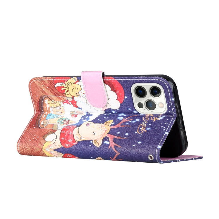 For iPhone 13 Pro Max Silk Texture Christmas Painted Pattern Horizontal Flip Leather Case with Holder & Card Slots & Wallet & Photo Frame