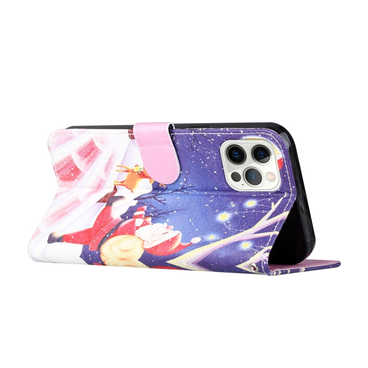 For iPhone 13 Pro Max Silk Texture Christmas Painted Pattern Horizontal Flip Leather Case with Holder & Card Slots & Wallet & Photo Frame