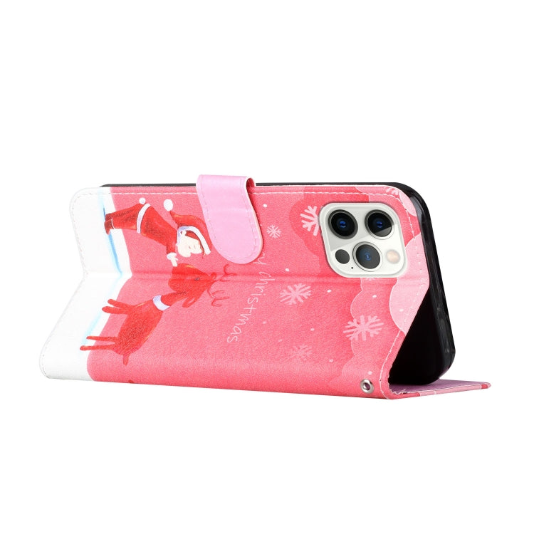 For iPhone 13 Pro Max Silk Texture Christmas Painted Pattern Horizontal Flip Leather Case with Holder & Card Slots & Wallet & Photo Frame
