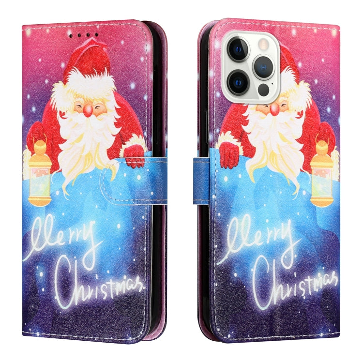 For iPhone 13 Pro Max Silk Texture Christmas Painted Pattern Horizontal Flip Leather Case with Holder & Card Slots & Wallet & Photo Frame