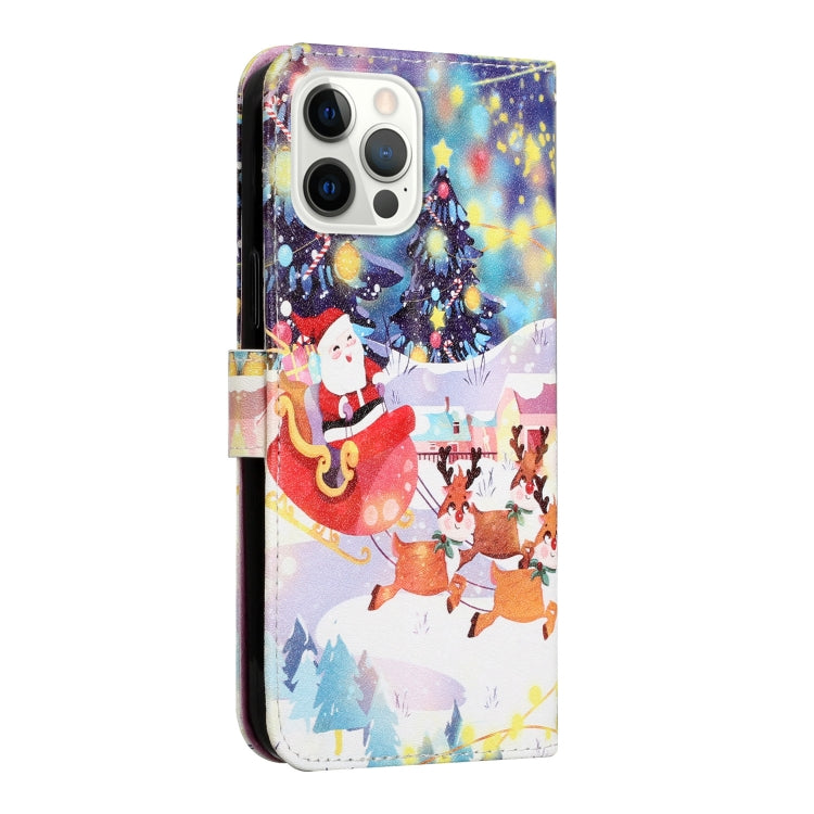 For iPhone 13 Pro Max Silk Texture Christmas Painted Pattern Horizontal Flip Leather Case with Holder & Card Slots & Wallet & Photo Frame