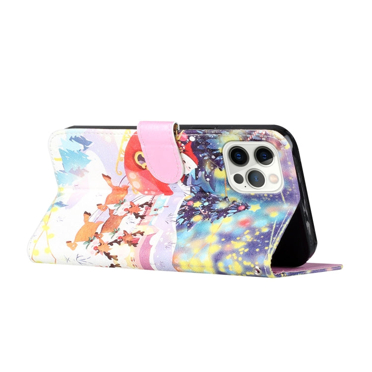 For iPhone 13 Pro Max Silk Texture Christmas Painted Pattern Horizontal Flip Leather Case with Holder & Card Slots & Wallet & Photo Frame