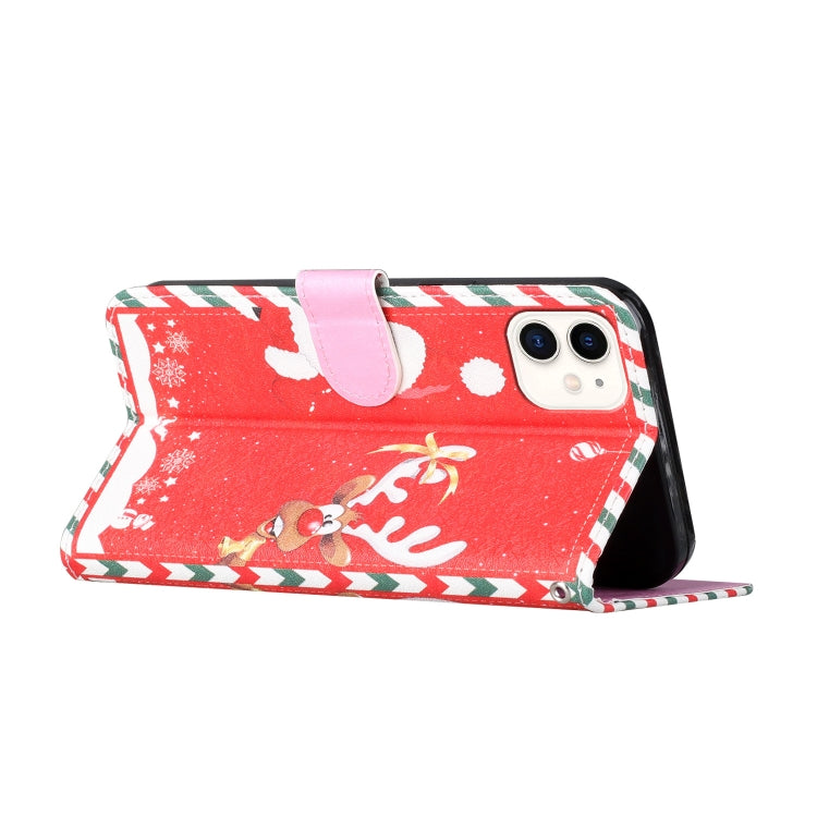 For iPhone 12 mini Silk Texture Christmas Painted Pattern Horizontal Flip Leather Case with Holder & Card Slots & Wallet & Photo Frame
