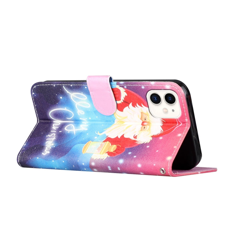 For iPhone 12 mini Silk Texture Christmas Painted Pattern Horizontal Flip Leather Case with Holder & Card Slots & Wallet & Photo Frame
