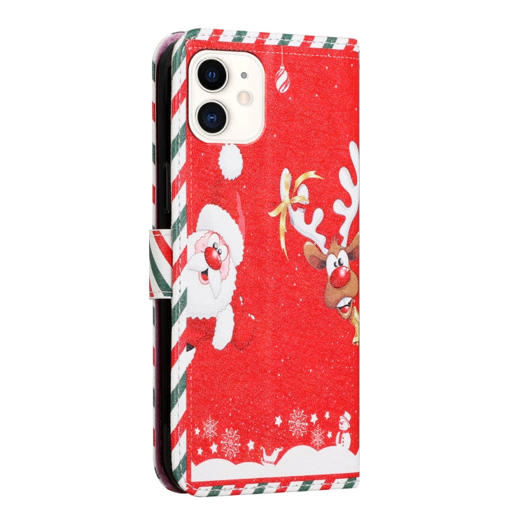 For iPhone 11 Silk Texture Christmas Painted Pattern Horizontal Flip Leather Case with Holder & Card Slots & Wallet & Photo Frame