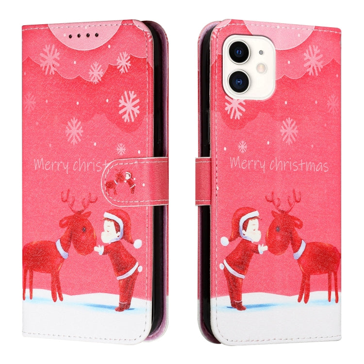 For iPhone 11 Silk Texture Christmas Painted Pattern Horizontal Flip Leather Case with Holder & Card Slots & Wallet & Photo Frame