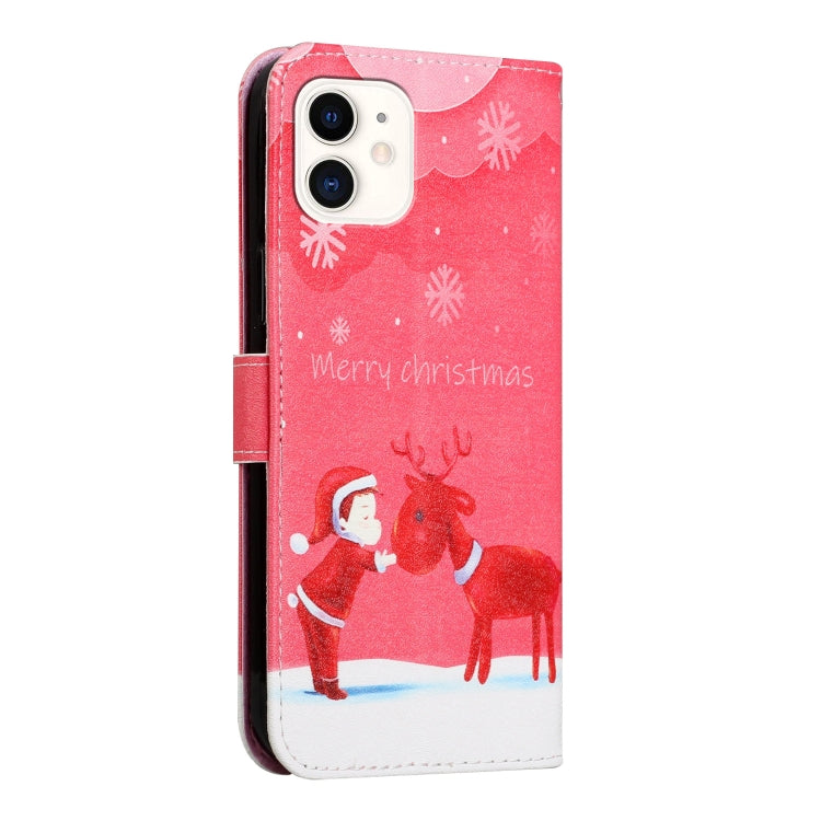 For iPhone 11 Silk Texture Christmas Painted Pattern Horizontal Flip Leather Case with Holder & Card Slots & Wallet & Photo Frame