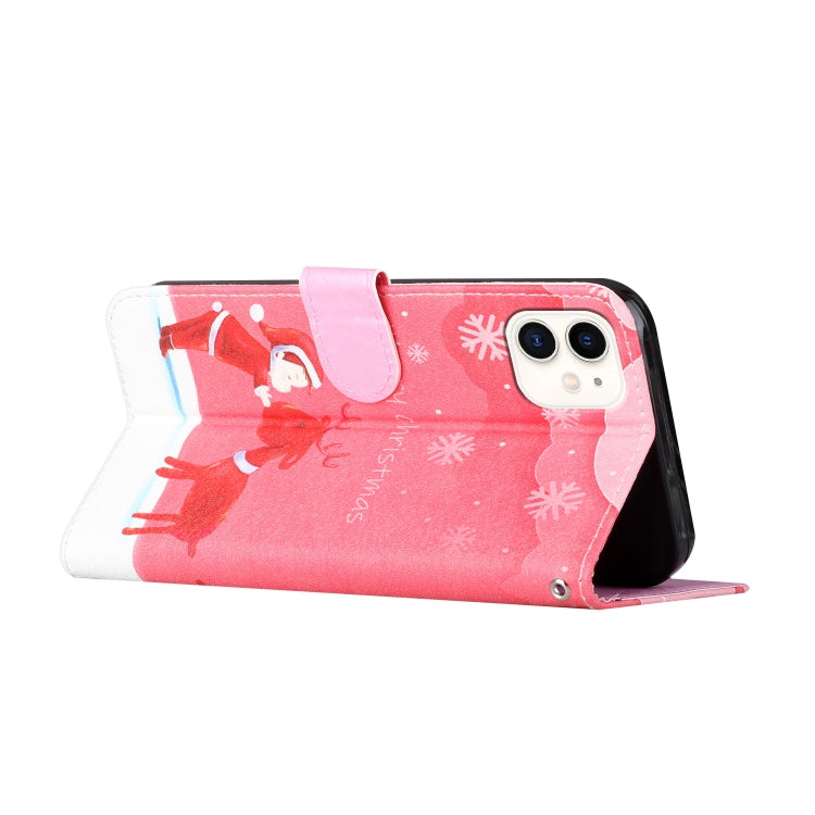 For iPhone 11 Silk Texture Christmas Painted Pattern Horizontal Flip Leather Case with Holder & Card Slots & Wallet & Photo Frame