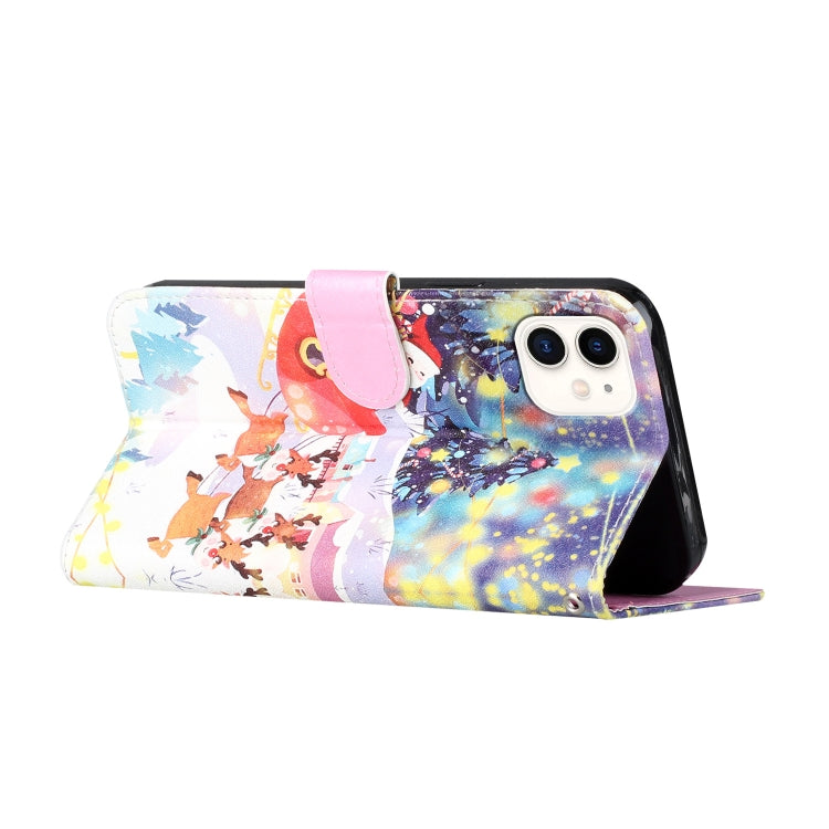 For iPhone 11 Silk Texture Christmas Painted Pattern Horizontal Flip Leather Case with Holder & Card Slots & Wallet & Photo Frame