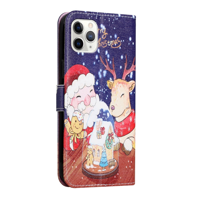 For iPhone 11 Pro Silk Texture Christmas Painted Pattern Horizontal Flip Leather Case with Holder & Card Slots & Wallet & Photo Frame