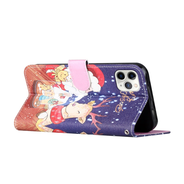 For iPhone 11 Pro Silk Texture Christmas Painted Pattern Horizontal Flip Leather Case with Holder & Card Slots & Wallet & Photo Frame